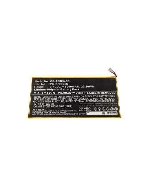 MBXTAB-BA001 CoreParts Battery for Acer Tablet 22.20Wh Li-Pol 3.7V 6000mAh Black for Acer Tablet Iconia One 10 B3-A40 PR-279594N
