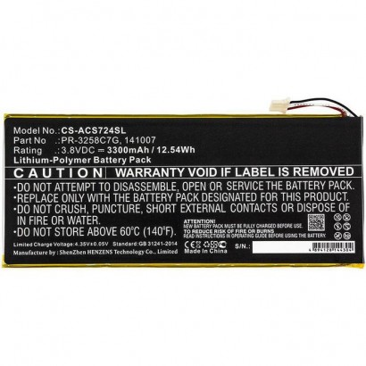 MBXTAB-BA003 MBXTAB-BA003 CoreParts Battery for Acer Tablet 12.54Wh Li-Pol 3.8V 3300mAh Black for Acer Tablet A1-734, Iconia ...