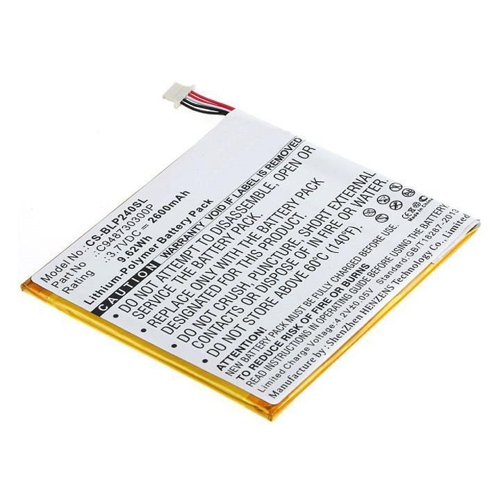 MBXTAB-BA031 CoreParts Battery for BLU Tablet 9.62Wh Li-Pol 3.7VV 2600mAh Black for BLU Tablet BT-E003, P240u, TouchBook G7, Tou