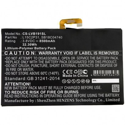 MBXTAB-BA050 MBXTAB-BA050 CoreParts Battery for Lenovo Tablet 32.30Wh Li-Pol 3.8V 8500mAh Black, for Lenovo Tablet YB1-X90F, ...
