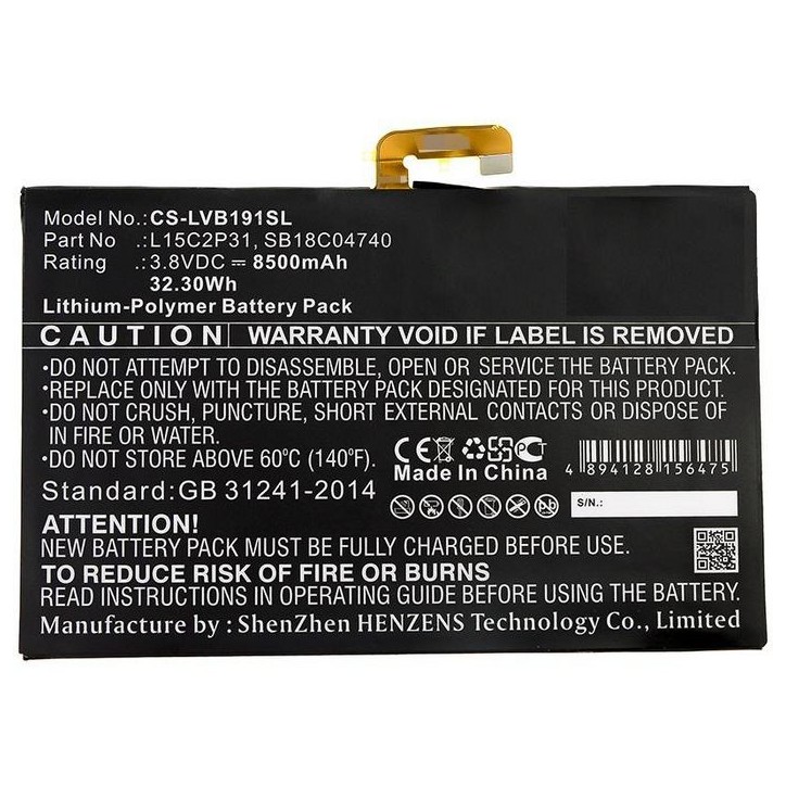 MBXTAB-BA050 CoreParts Battery for Lenovo Tablet 32.30Wh Li-Pol 3.8V 8500mAh Black, for Lenovo Tablet YB1-X90F, YB1-X90L, YB1-X9