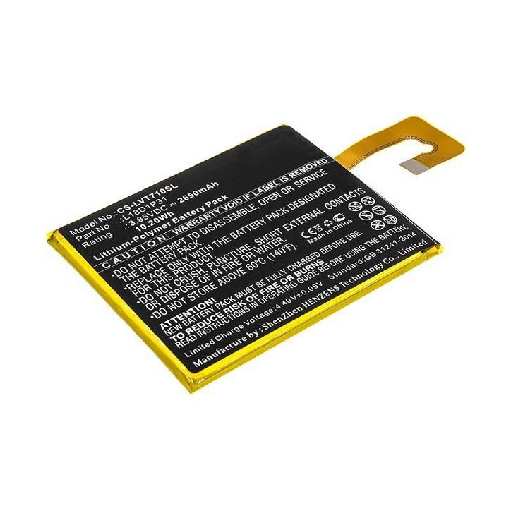 MBXTAB-BA056 CoreParts Battery for Lenovo Tablet 10.20Wh Li-Pol 3.85V 2650mAh Black for Lenovo Tablet TAB E7, TB-7104F L18D1P31