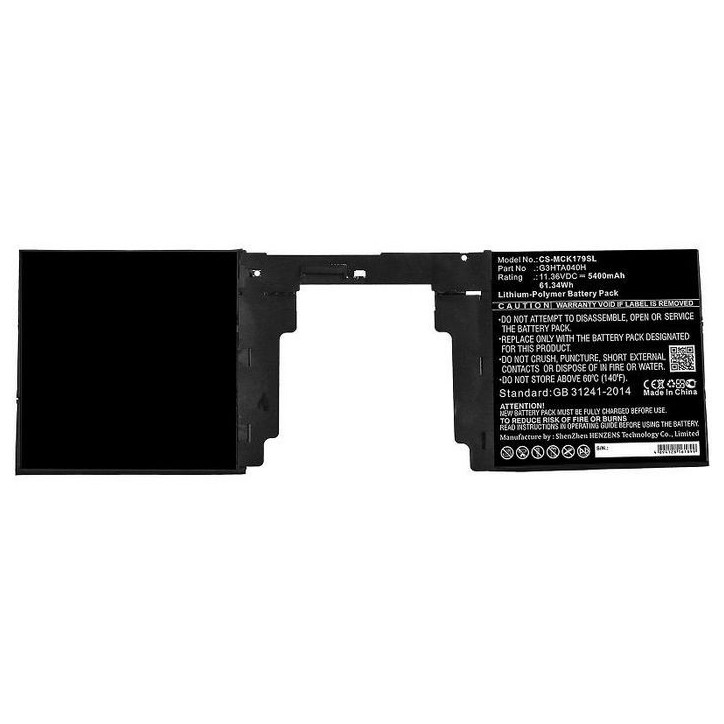 MBXTAB-BA065 CoreParts Battery for Microsoft Tablet 61.34Wh Li-Pol 11.36V 5400mAh Black for Microsoft Tablet Surface Book 2nd 15