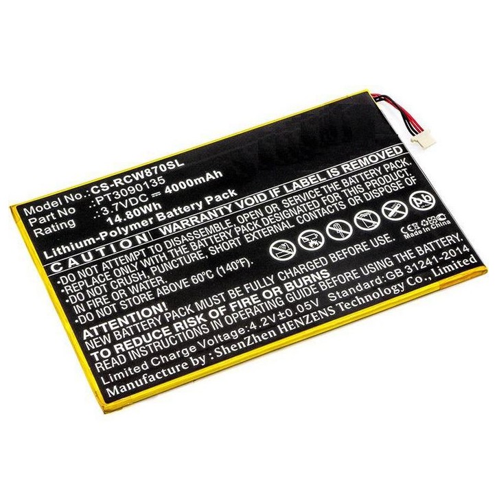 MBXTAB-BA085 CoreParts Battery for RCA Tablet 14.80Wh Li-Pol 3.7V 4000mAh Black, for RCA Tablet Cambio, Galileo Pro, Galileo Pro