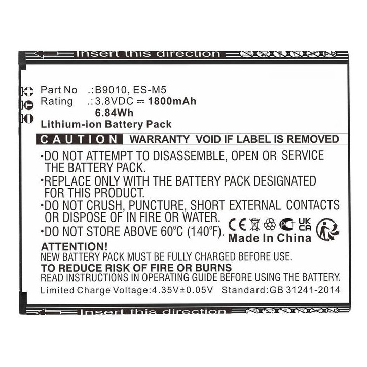 MBXMC-BA253 CoreParts Battery for D-Link Mobile, 6.84Wh Li-ion 3.8V 1800mAh Black, for DWR-932, DWR-932M B9010, ES-M5