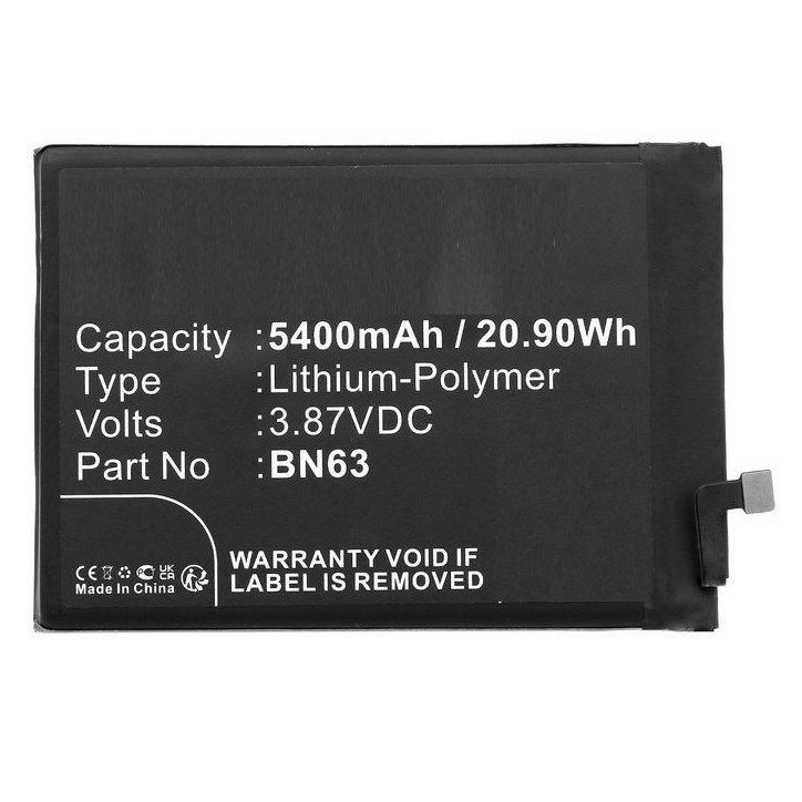 MBXMP-BA1782 CoreParts Battery for Redmi Mobile 20.90Wh 3.87V 5400mAh for 10 Prime,22011119TI BN63