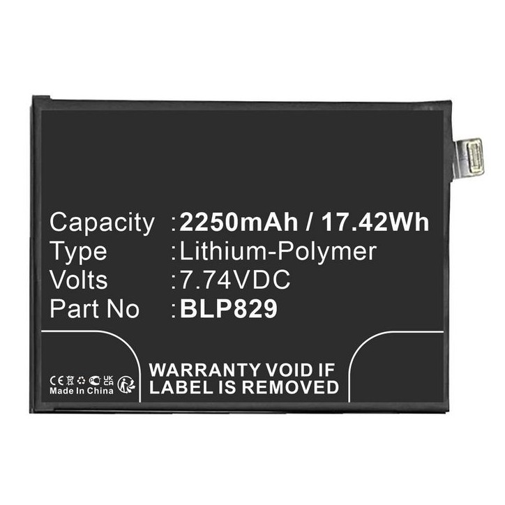 MBXMP-BA1795 CoreParts Battery for Oneplus Mobile 17.42Wh 7.74V 2250mAh for Oneplus 9 BLP829