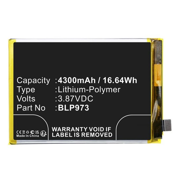 MBXMP-BA1797 CoreParts Battery for OPPO Mobile 16.64Wh 3.87V 4300mAh for Reno9 5G,PHM110,Reno 9 Pro,PGX110 BLP973