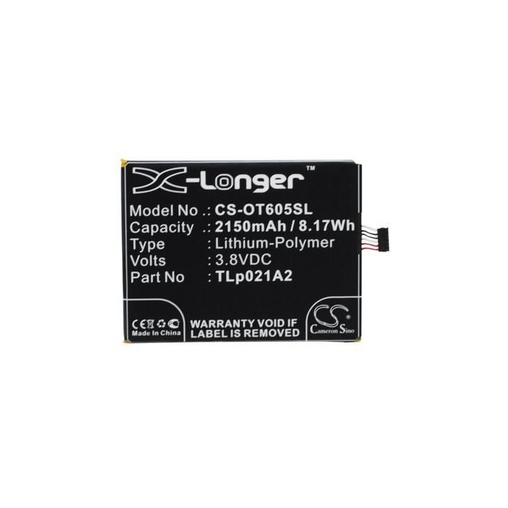 MOBX-BAT-OT605SL CoreParts Battery for Alcatel Mobile 8.17Wh Li-ion 3.8V 2150mAh, ONE TOUCH IDOL 2S, OT-6050, OT-6050Y TLp021A2