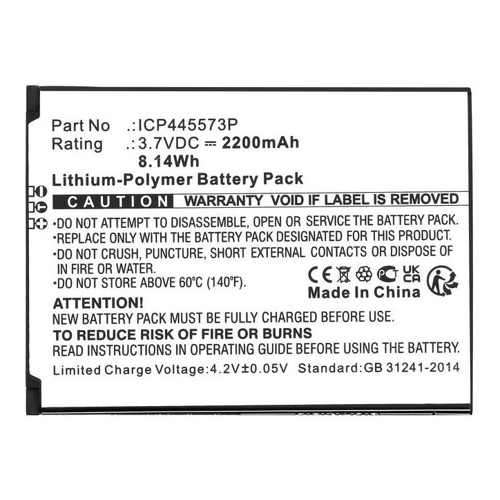 MBXMP-BA1822 CoreParts Battery for BRONDI Mobile, SmartPhone 3.7V 2200mAh 8.14Wh 1S1P SMARTPHONE 4G ICP445573P