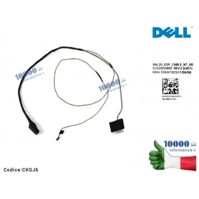 Cavo Flat LCD DELL Inspiron 15 5000 5565 5567 (30 PIN) (NO TOUCH) DC02002I800 0CKGJ6 BAL20 EDP CABLE NT HD CN-0CKGJ6