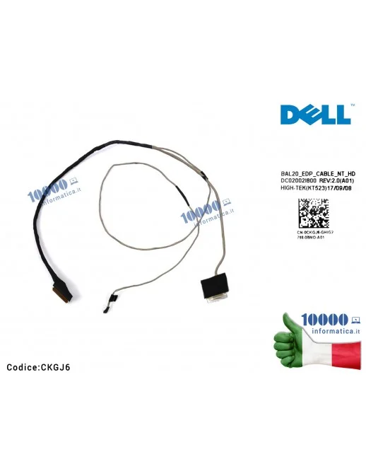 CKGJ6 Cavo Flat LCD DELL Inspiron 15 5000 5565 5567 (30 PIN) (NO TOUCH) DC02002I800 0CKGJ6 BAL20 EDP CABLE NT HD CN-0CKGJ6