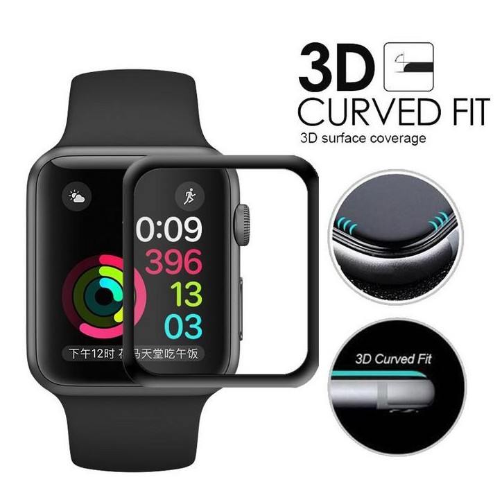 MOBX-IWATCH-38 CoreParts Apple Watch 1/2/3 protection 38mm model 3D Curved Full Cover Tempered Glass with Retail Package