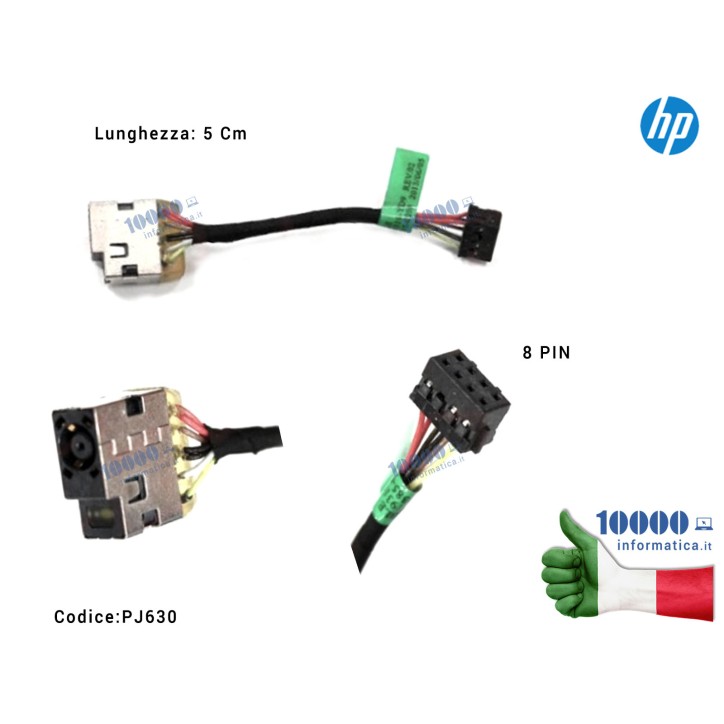 Connettore DC Power Jack PJ630 HP Envy 15-K 15-P 15-N 15-F TPN-Q130[8 PIN] [5 cm] 730932-SD1 730932-YD1 730932-001 762507-001