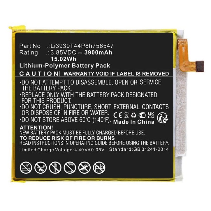 MBXMP-BA1736 CoreParts Battery for ZTE Mobile, SmartPhone 15.02Wh Li-Polymer 3.85V 3900mAh Black for A2020, A2020N2, Axon 10 Pro