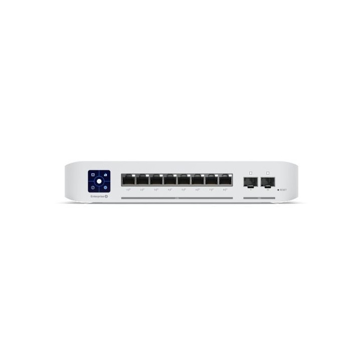 USW-ENTERPRISE-8-POE Ubiquiti Fully managed, L3, 8x 2.5GbE RJ-45 ports, 2x 10G SFP ports, 80 Gbps switching capacity, PoE, UniFi