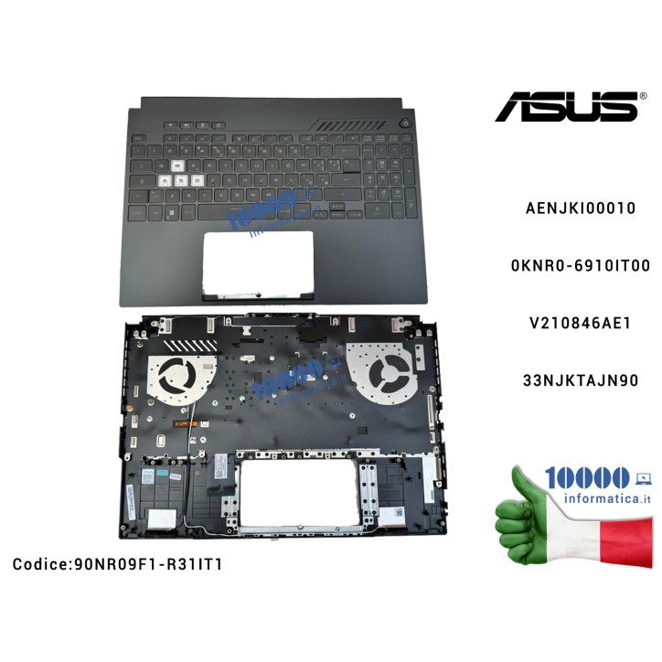Tastiera Italiana Completa di Top Case Superiore ASUS TUF Gaming F15 FX507Z FX507ZM FX507ZW (retroilluminata) [RGB] 90NR09F1-R31