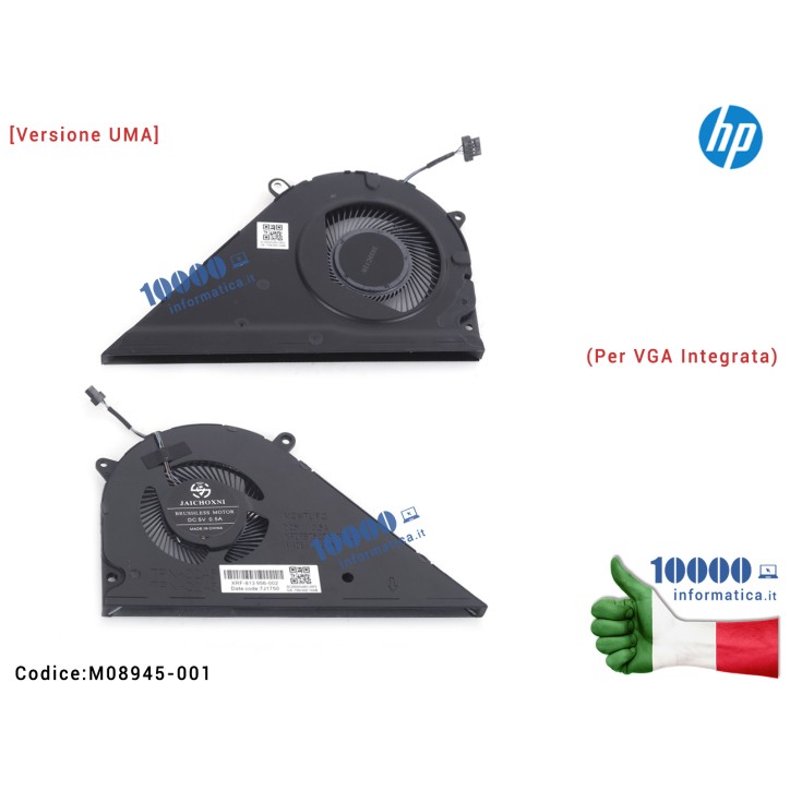 Ventola Fan CPU HP [Versione UMA] Pavilion 15-EG 15-EH TPN-Q245 TPN-Q246 15T-EG 15Z-EH (Per VGA Integrata) M08945-001 M14818-001