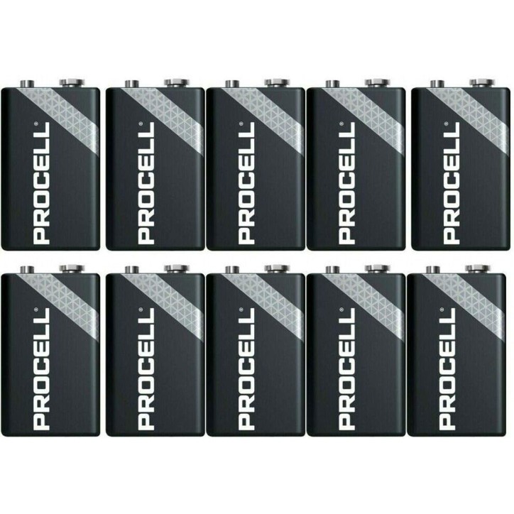 9V10-PROCELL Duracell Procell Alcalina 10 Batterie Pile 9V 6LR61