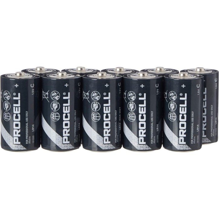 C10-PROCELL Duracell Procell 10 Batterie Tipo C Mezza Torcia LR14 1.5V