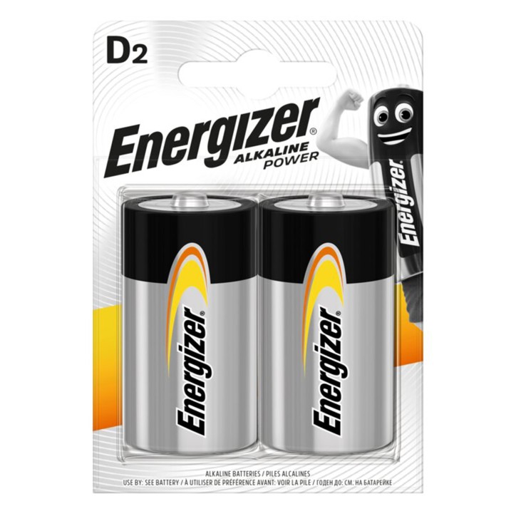 D2-ENERGIZER-2PZ Energizer 2 Batterie Tipo D Torcia LR20 1.5V