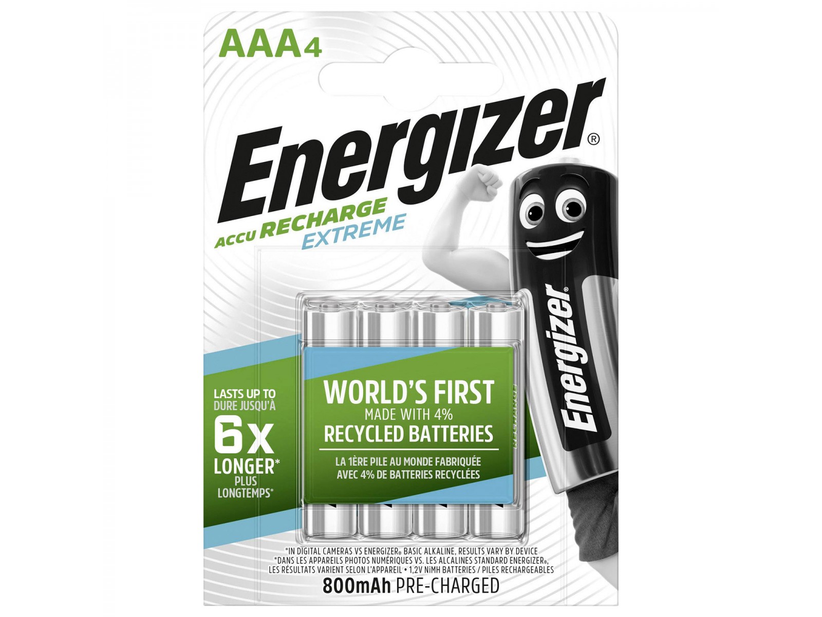 AAA10-EXTR-ENER Energizer Extreme Recharge 4 Batterie AAA Ministilo Ricaricabili HR03 1.2V AAA10-EXTR-ENER Energizer Extreme Recharge 4 Batterie AAA Ministilo Ricaricabili HR03 1.2V