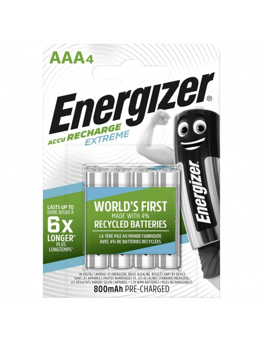 AAA10-EXTR-ENER Energizer Extreme Recharge 4 Batterie AAA Ministilo Ricaricabili HR03 1.2V