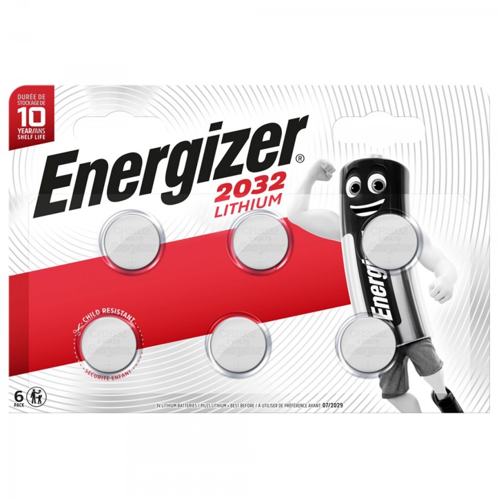 CR2032-6PZ-ENER Energizer 6 Batterie Tampone Al Litio CR 2032 3V