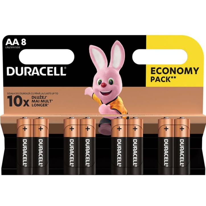 AA8-DURACELL Duracell Alkaline 8 Batterie AA Stilo LR6 1.5V