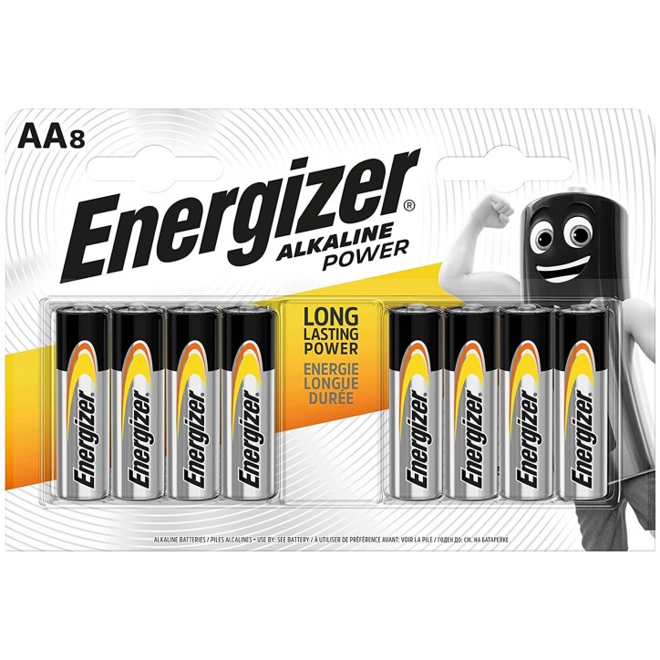 E300128003 Energizer Alkaline Power 8 Batterie AA Stilo LR6 1.5V