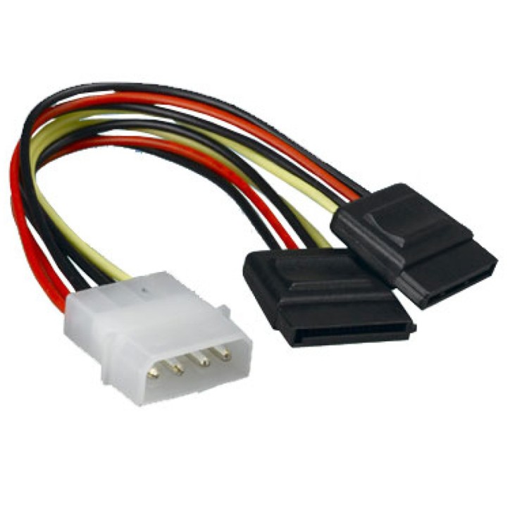 Cavo Alimentazione Sdoppiatore da Molex IDE a 2 SATA Cavo Alimentazione Sdoppiatore da Molex IDE a 2 SATA