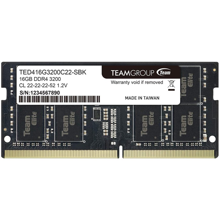 SOD-TED416G3200C22-S01 Team Group Memoria RAM DDR4 16GB SODIMM 3200 Mhz TED416G3200C22-S01