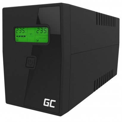 Greencell UPS Gruppo Di Continuità 600VA 2 Schuko UPS01LCD