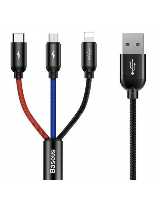 Baseus CAMLT-BSY01 Cavo USB 3 in 1 USB Type-C Lightning micro USB 3.5A 1,2 metri