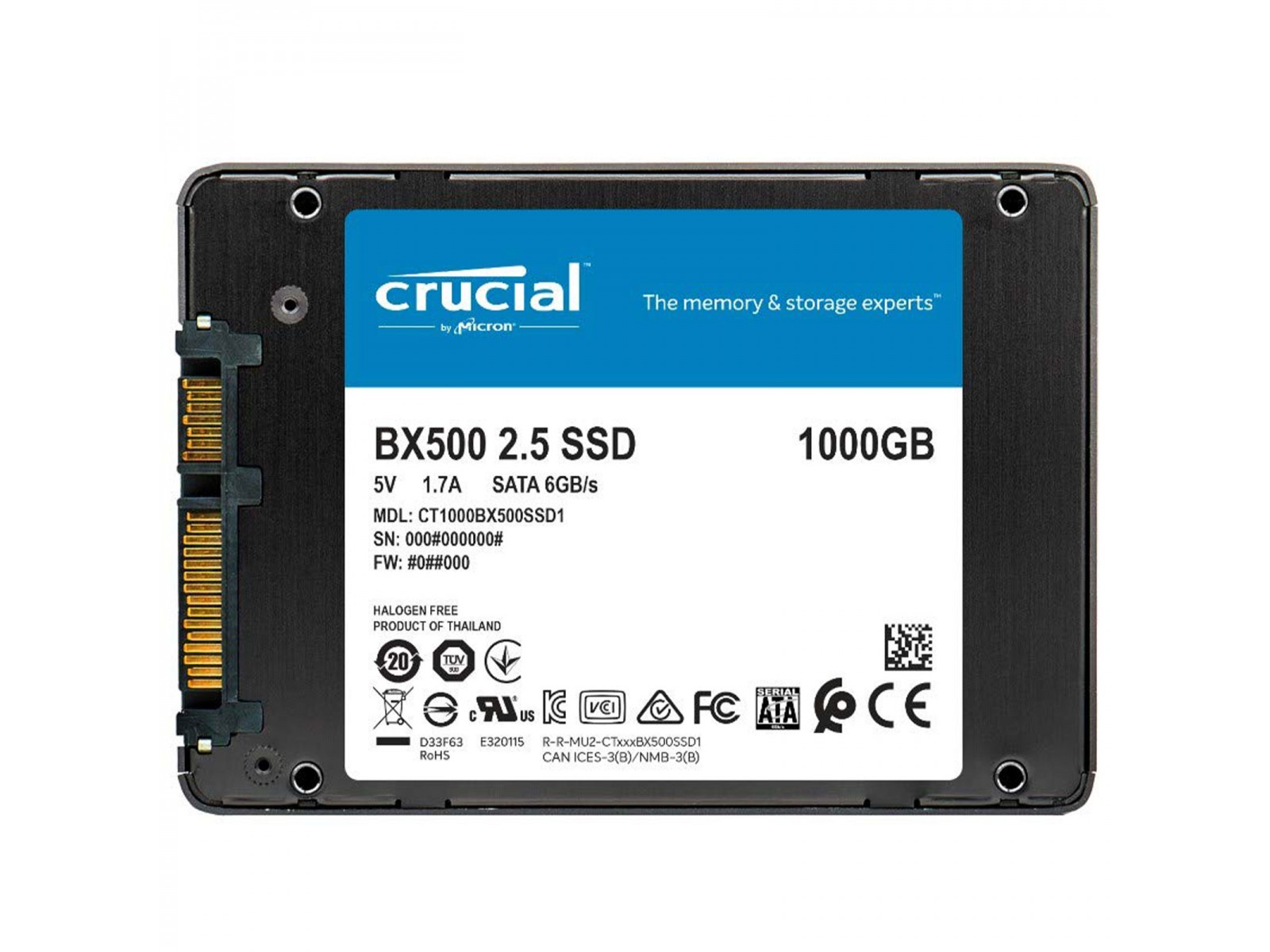 CT1000BX500SSD1 Crucial CT1000BX500SSD1 BX500 SSD 1TB SATA 3 2.5" CT1000BX500SSD1 Crucial CT1000BX500SSD1 BX500 SSD 1TB SATA 3 2.5"