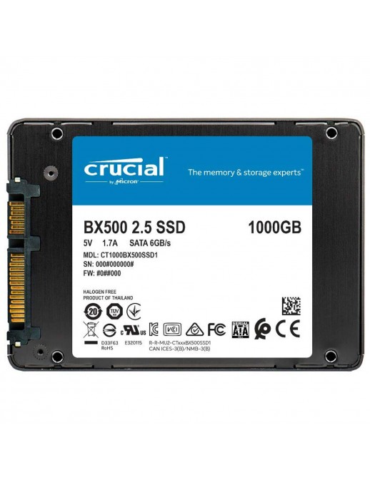 CT1000BX500SSD1 Crucial CT1000BX500SSD1 BX500 SSD 1TB SATA 3 2.5"