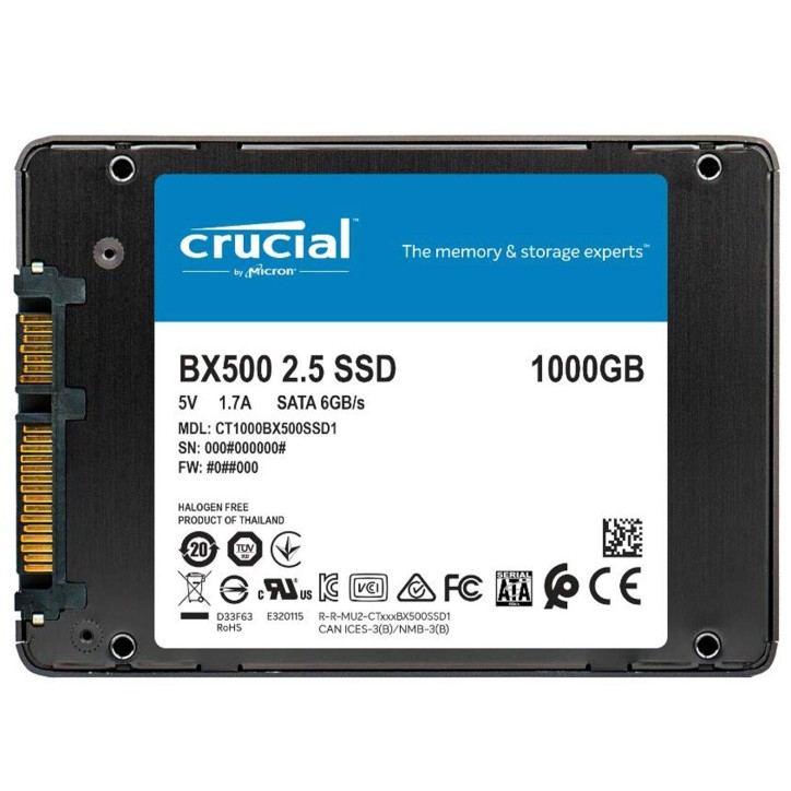 Crucial CT1000BX500SSD1 BX500 SSD 1TB SATA 3 2.5"