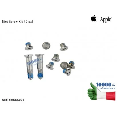 SSK006 Viti Alloggiamento Bottom Case Apple MacBook Air 13'' A1466 A1369 A1370 A1465 2013 2014 2015 [Set Screw Kit 10 pz]