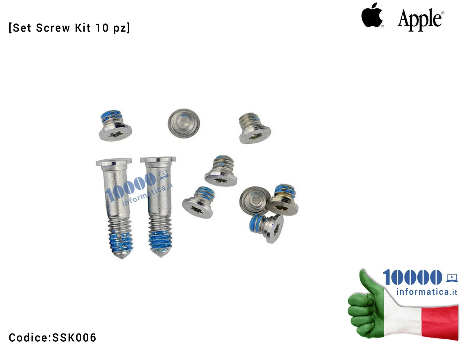SSK006 Viti Alloggiamento Bottom Case Apple MacBook Air 13'' A1466 A1369 A1370 A1465 (2013) (2014) (2015) [Set Screw Kit 10 pz]