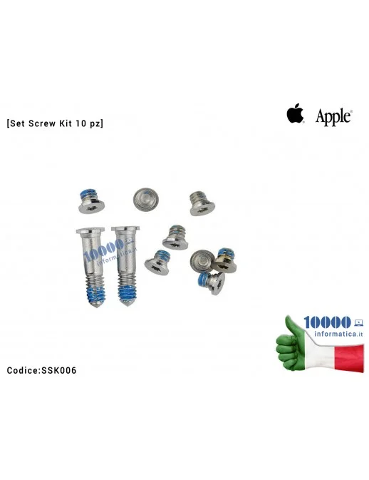 SSK006 Viti Fissaggio Bottom Case Apple A1466 A1369 A1370 A1465 (2013) (2014) (2015) MacBook Air 13'' [Set Screw Kit 10 pz]