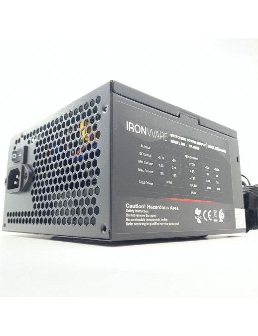 Ironware FP-450W Alimentatore ATX 450W 80 Plus White Bulk