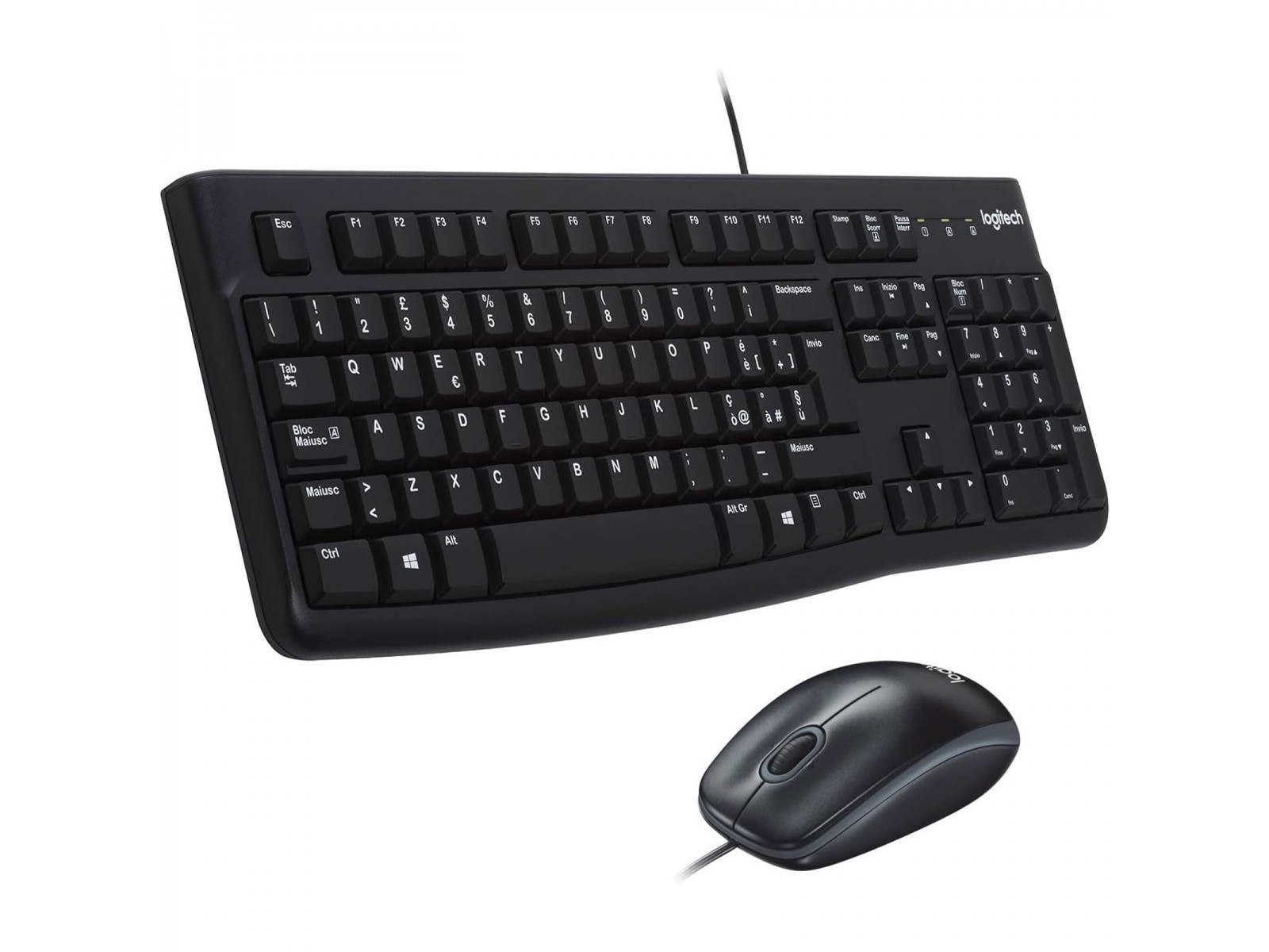 920-002543 Kit Tastiera Mouse USB Logitech MK120 Nero Layout Italiano 920-002543 Kit Tastiera Mouse USB Logitech MK120 Nero Layout Italiano