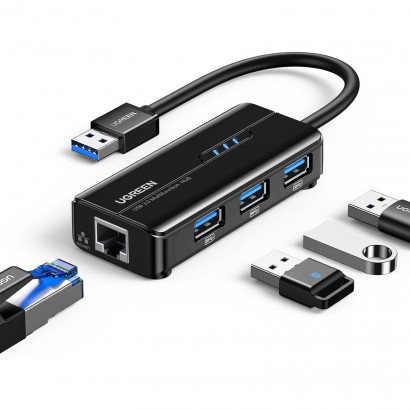 20265 20265 UGREEN Hub USB 3.0 3 Porte e Adattatore Gigabit Ethernet 20265 Features XBT