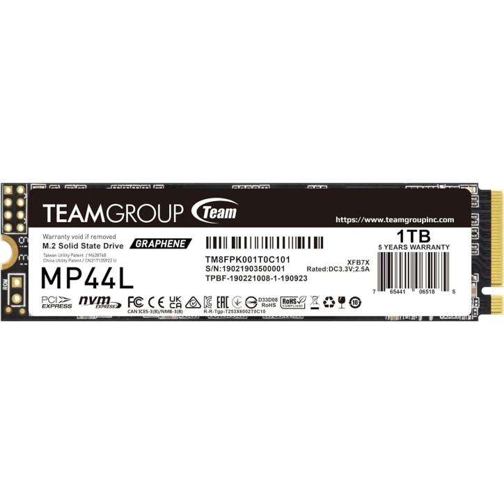 TM8FPK001T0C101 Team Group SSD 1TB MP44L M.2 NVMe PCIe Gen 4.0
