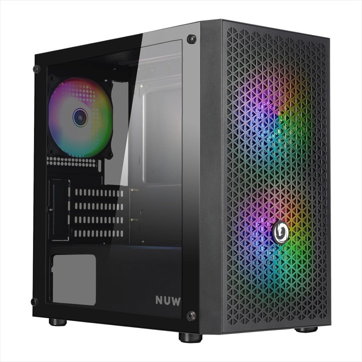 CS0322PW-R27K537 Nuwo Blitz R27 Case Micro-ATX Nero 3 Ventole RGB Rainbow