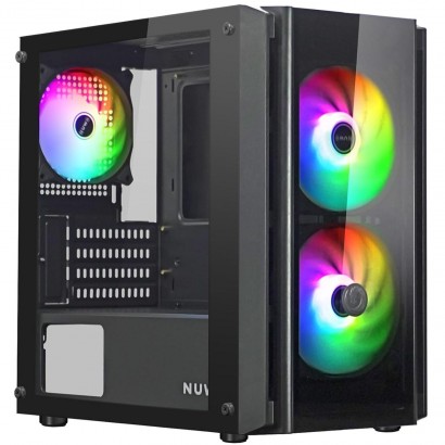 Nuwo Blitz R28 Case Micro-ATX Nero 3 Ventole RGB Rainbow