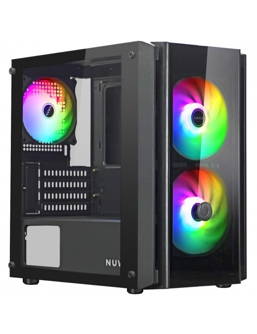 Nuwo Blitz R28 Case Micro-ATX Nero 3 Ventole RGB Rainbow