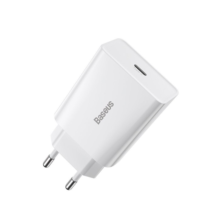 Baseus CCFS-SN01 Mini Quick Charger Caricatore Alimentatore Da Rete USB-C 20W 3A Bianco