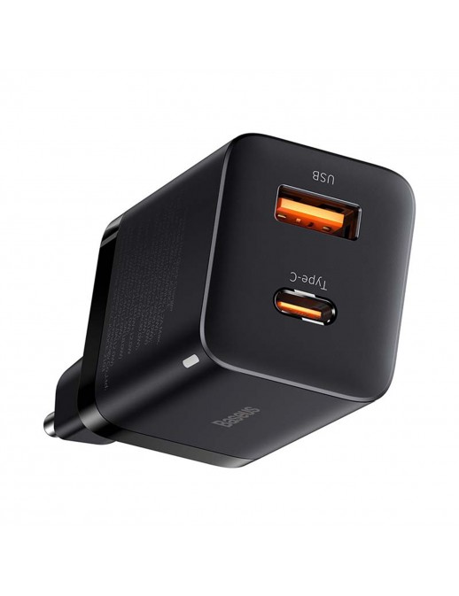 CCSUPP-E01 Baseus CCSUPP-E02 Super Si Quick Charger Caricatore Alimentatore da Rete USB + USB-C 30W Nero