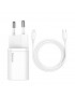 TZCCSUP-B02 Baseus KIT TZCCSUP-B01 Super Si Quick Charger Caricatore Alimentatore da Rete USB-C 20W + Cavo USB-C a Lightning ...